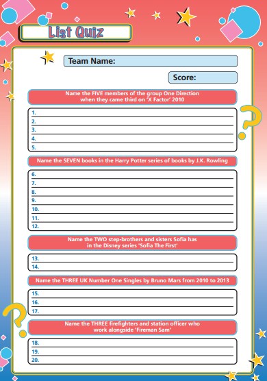 Children's Letter List Quiz 245