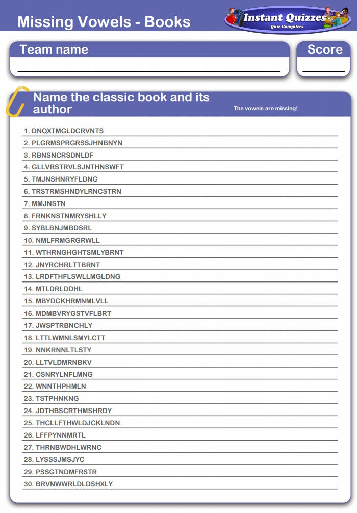 Books Missing Vowels