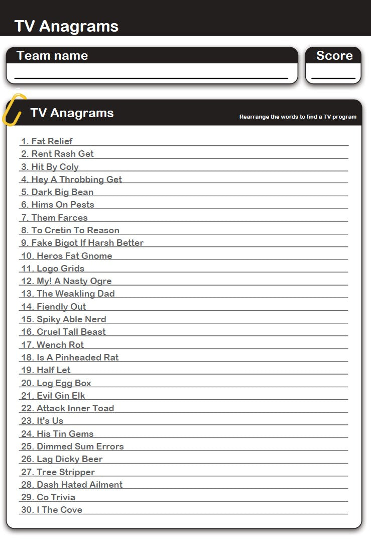 TV Anagrams