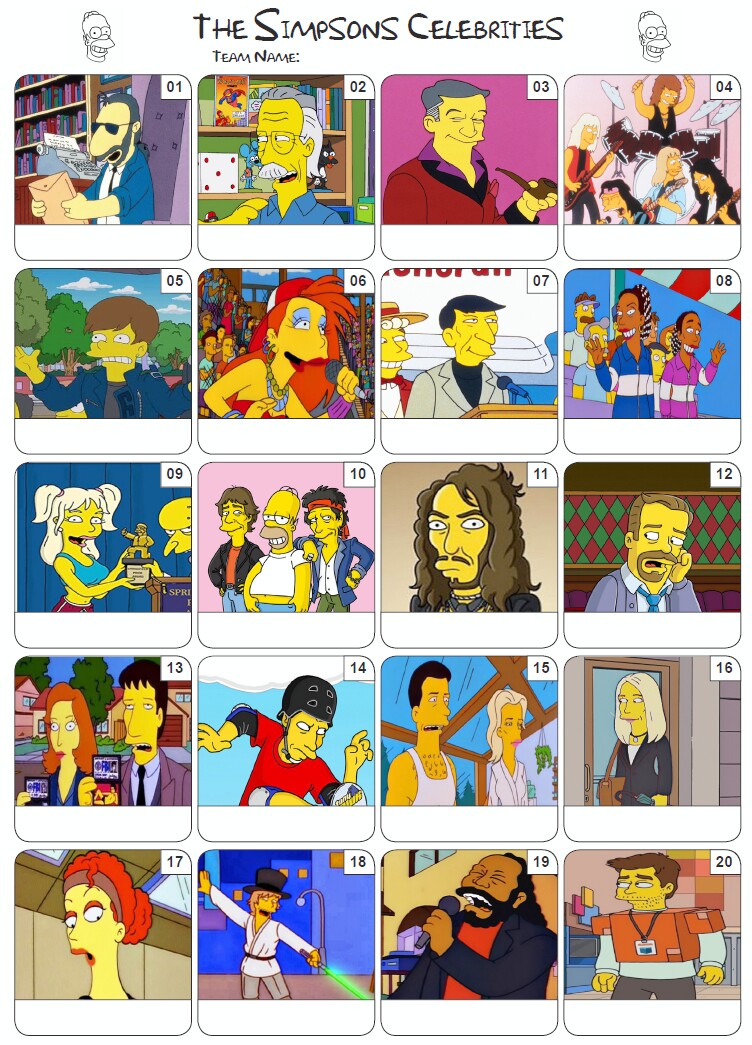 The Simpsons Guest Stars Picture Quiz - PR2057