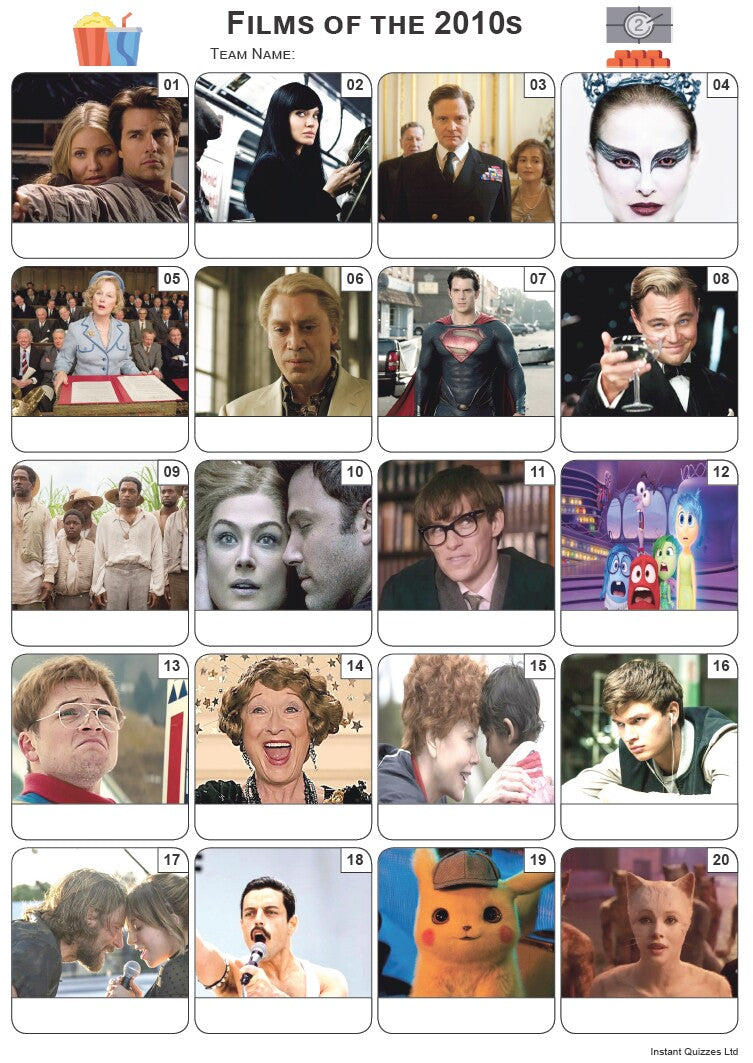Films of the 2010s Picture Quiz - PR2107