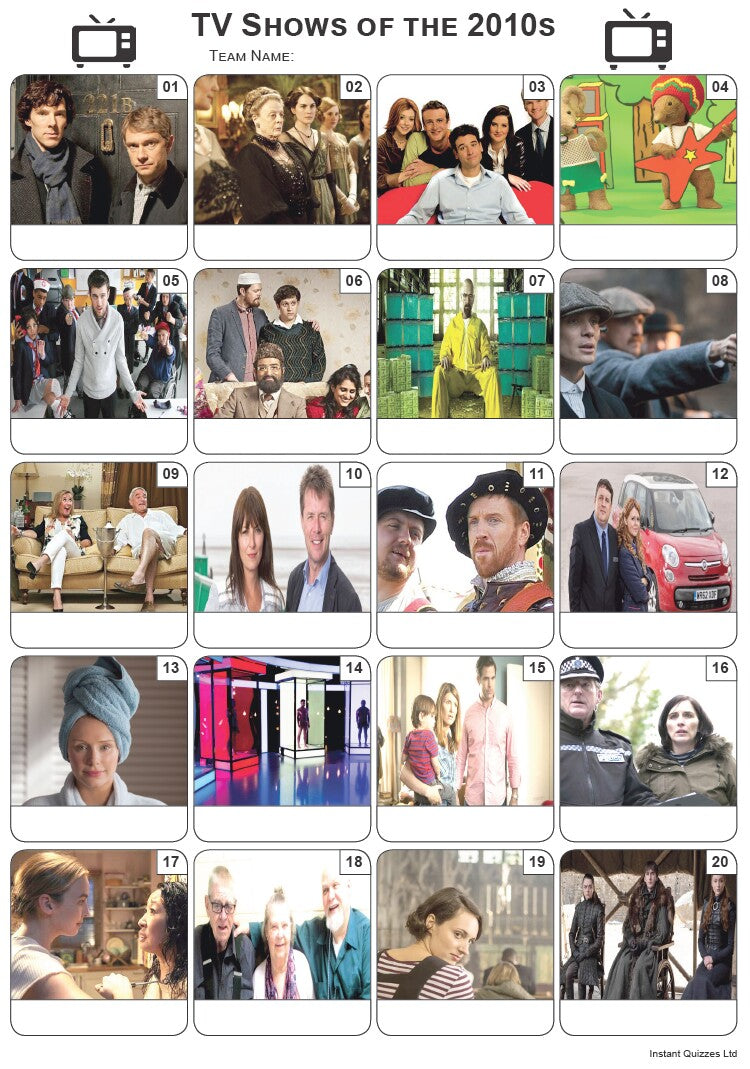 TV Shows of the 2010s Picture Quiz - PR2108