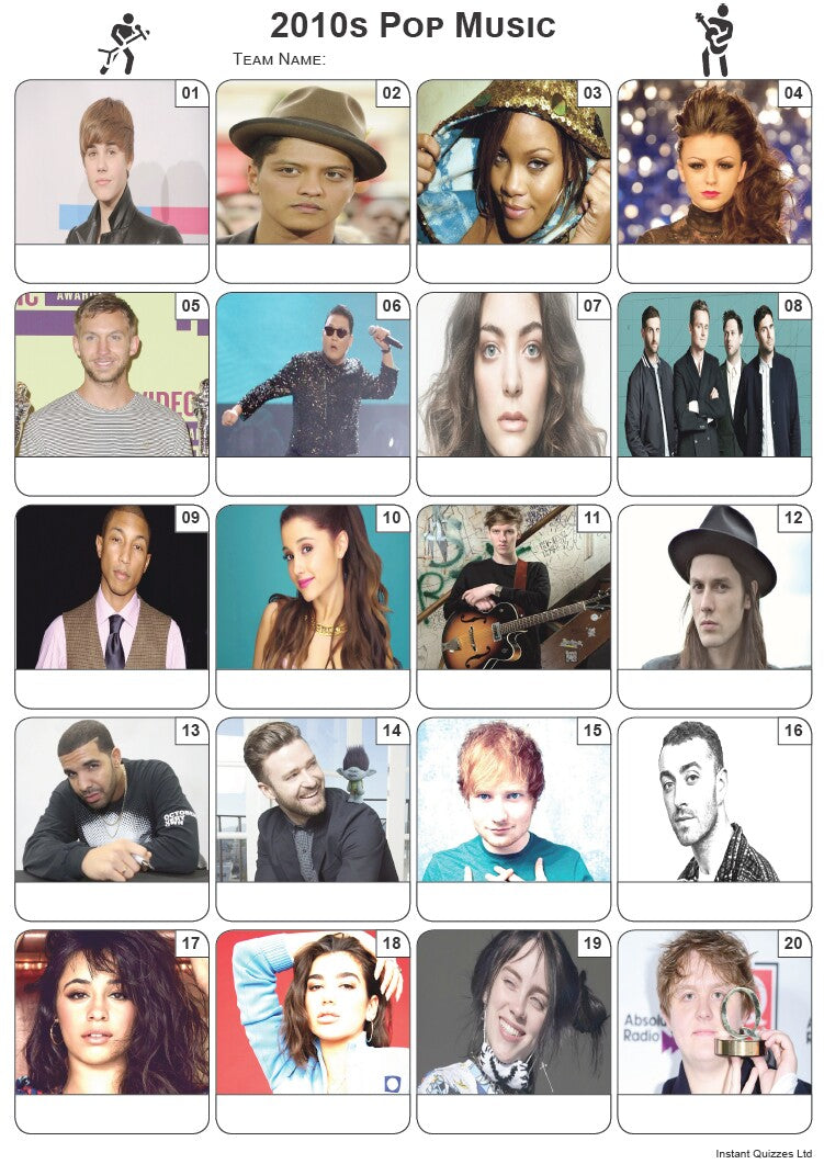 Pop Music of the 2010s Picture Quiz - PR2111
