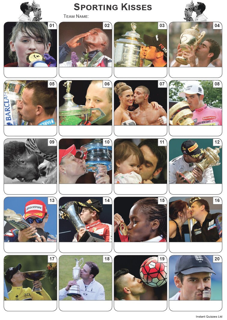 Sporting Kisses Picture Quiz - PR2136