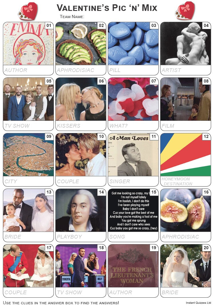 Valentine Pic 'n' Mix Picture Quiz - PR2137