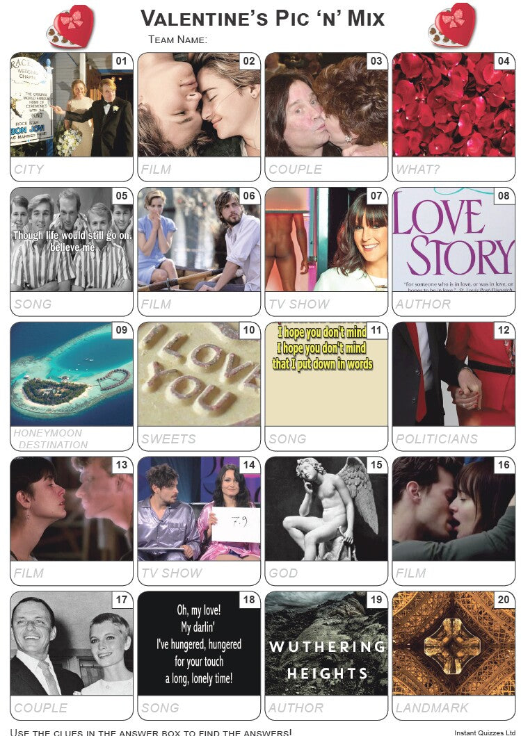 Valentine Pic 'n' Mix Picture Quiz - PR2138