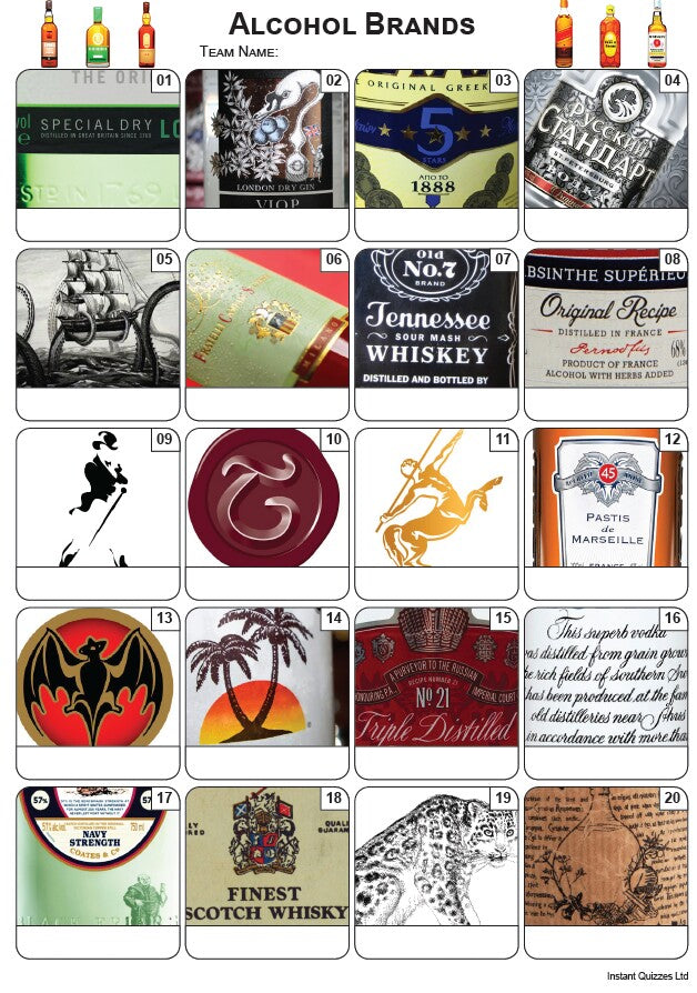 Alcohol Brands Picture Quiz - PR2158