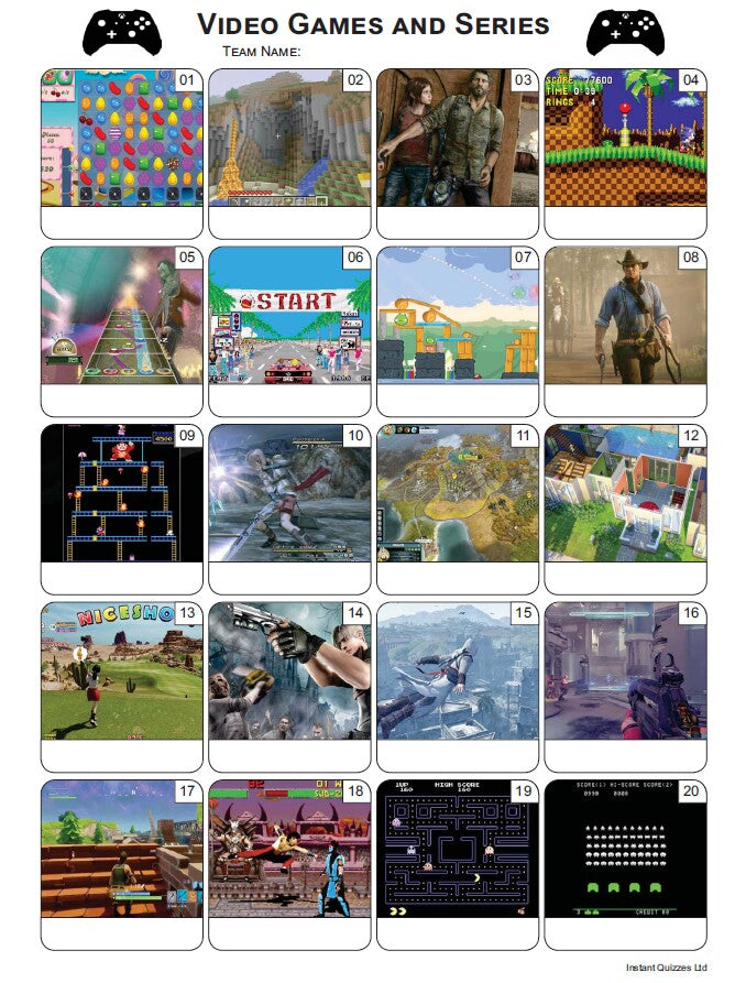 Video Games Picture Quiz - PR2160