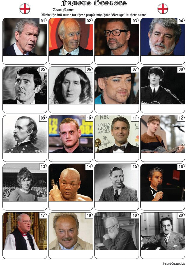 Famous Georges Picture Quiz - PR2163