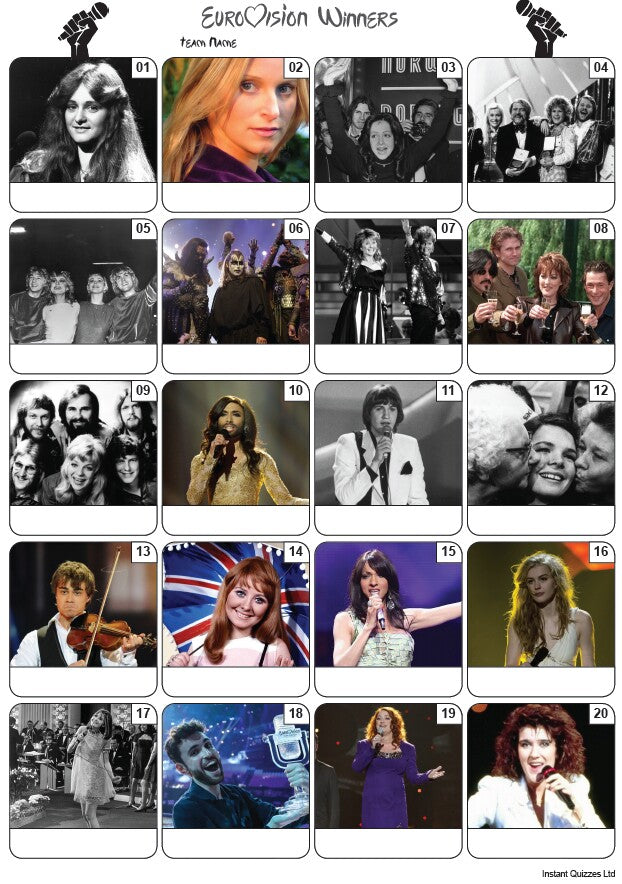 Eurovision Song Contest Winners Picture Quiz - PR2171