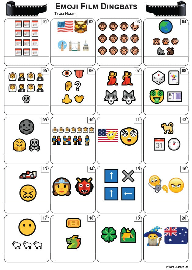 Emoji Films Picture Quiz - PR2189