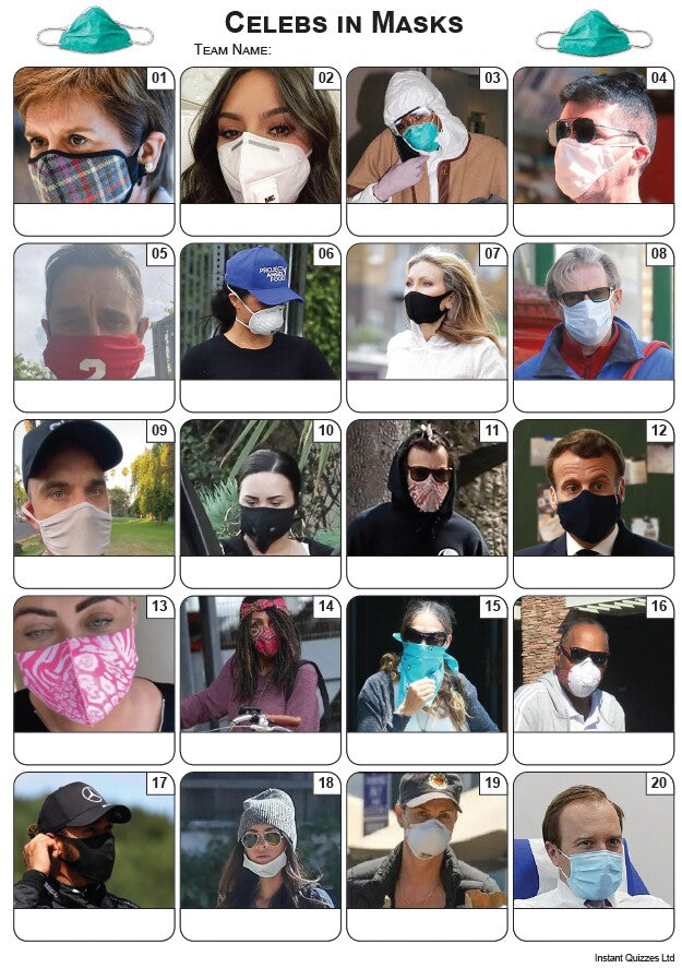 Celebrities In Masks Picture Quiz - PR2192