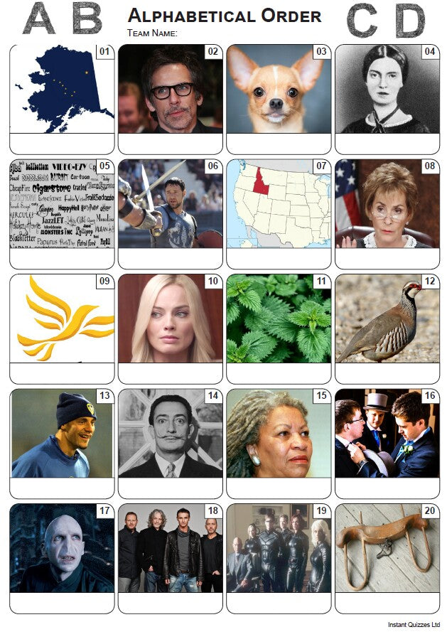 Alphabetical Picture Quiz - PR2203