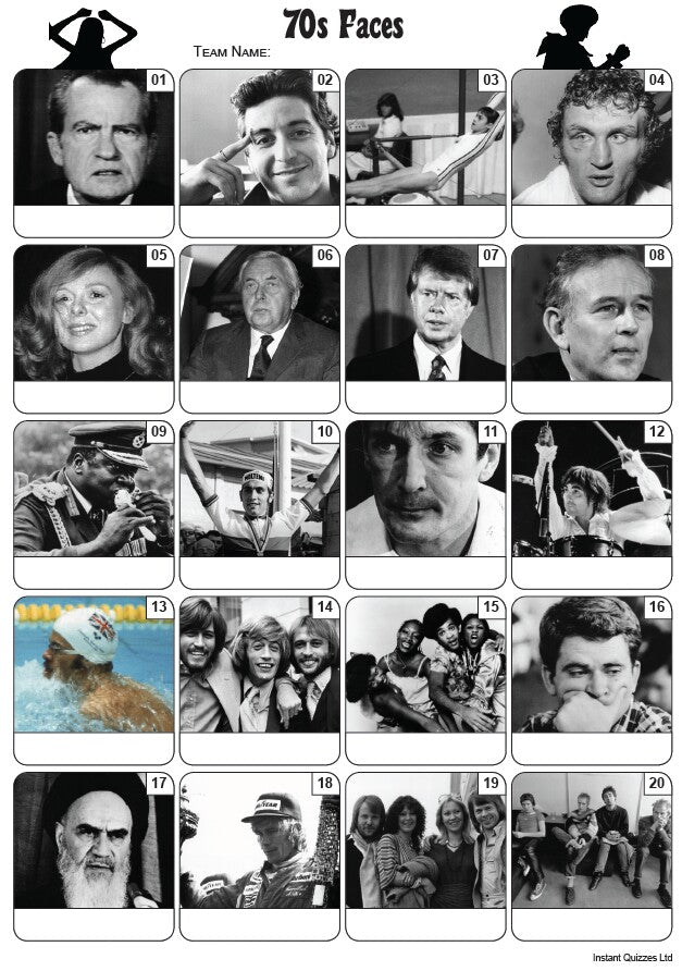 Faces of the 1970s Picture Quiz - PR2214