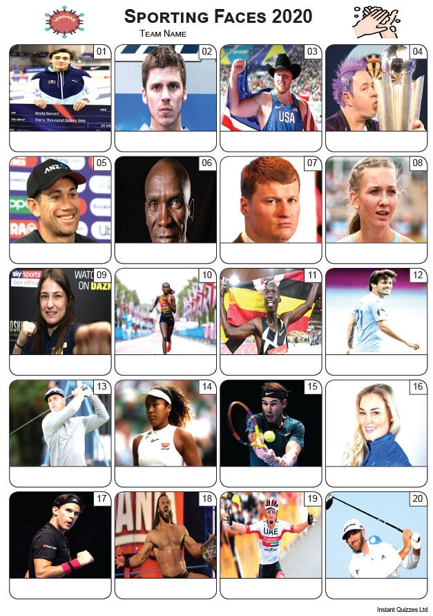 Sporting Faces 2020 Picture Quiz - PR2231