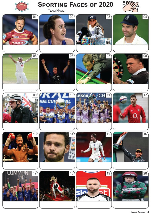 Sporting Faces 2020 Picture Quiz - PR2232