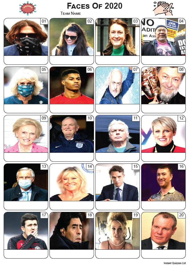 Faces of 2020 Picture Quiz - PR2235