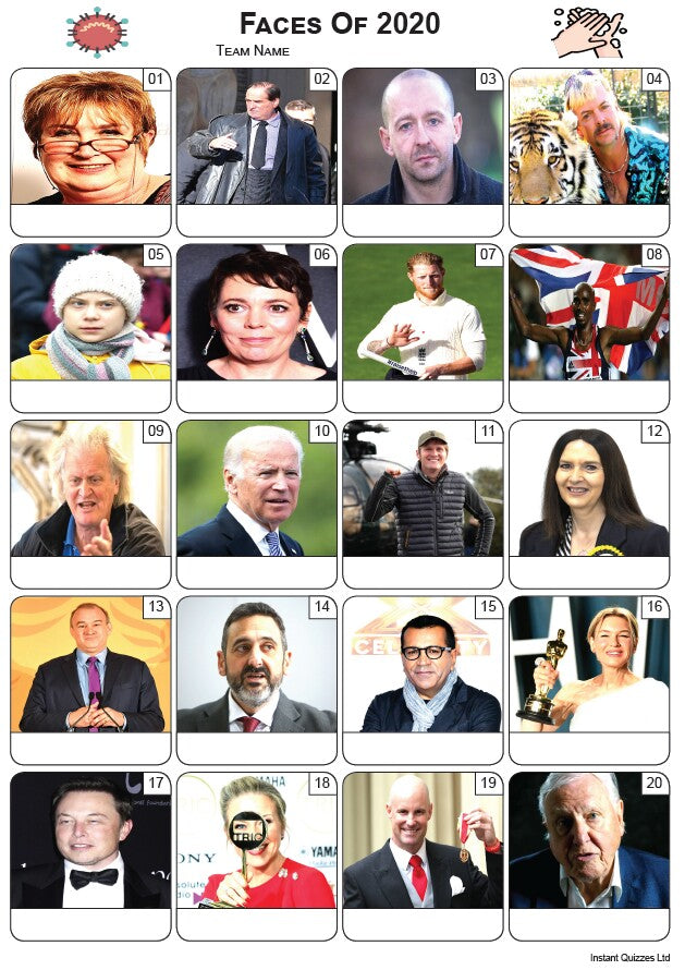 Faces of 2020 Picture Quiz - PR2236