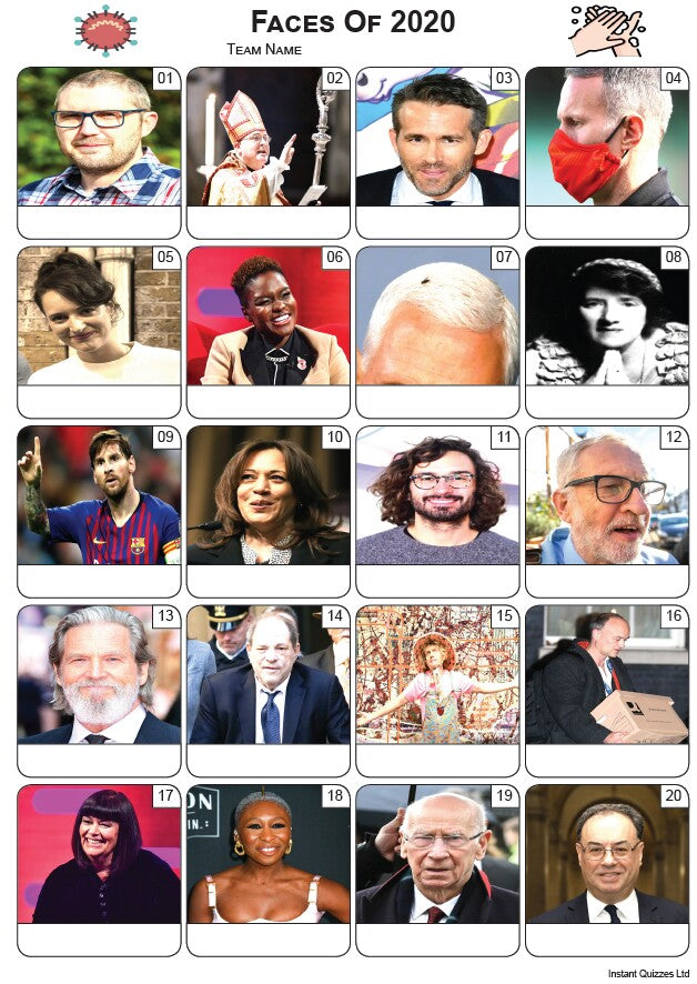 Faces of 2020 Picture Quiz - PR2237