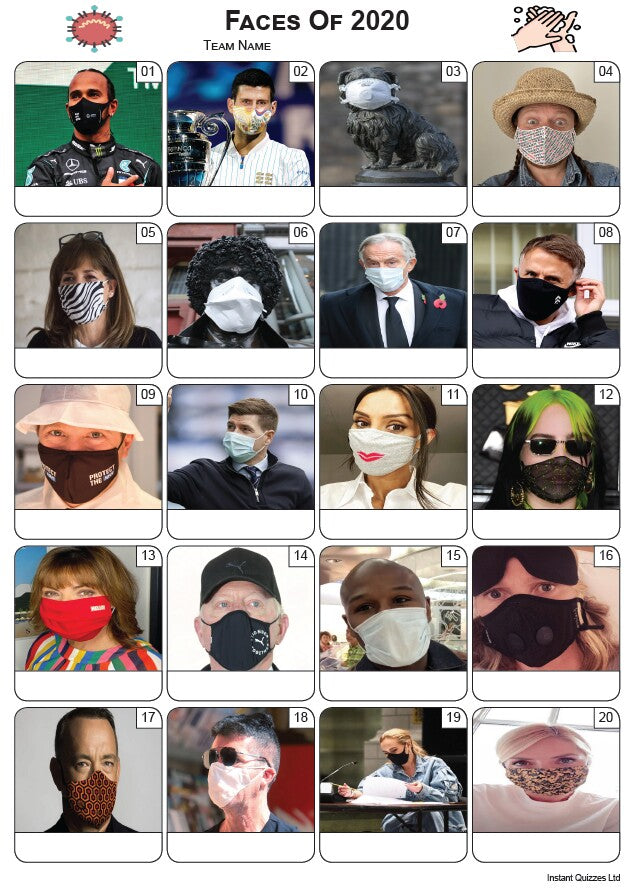 Masked Faces of 2020 Picture Quiz - PR2242
