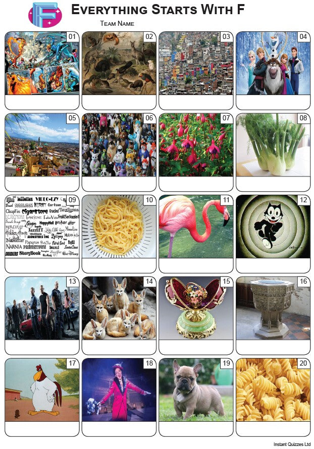 Everything Starts With 'F' Picture Quiz - PR2246