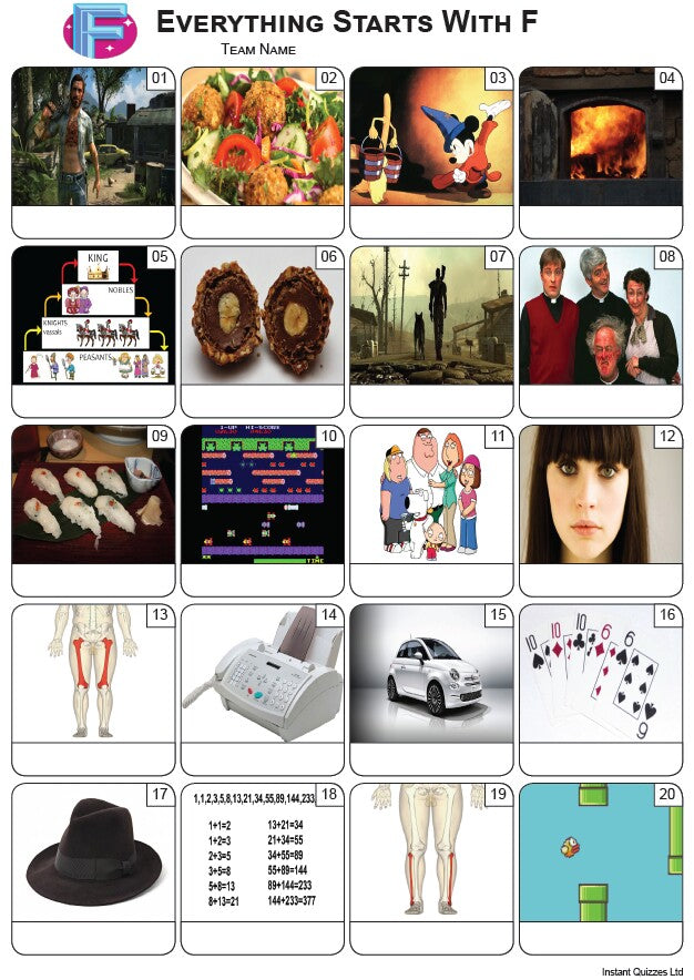 Everything Starts With 'F' Picture Quiz - PR2247