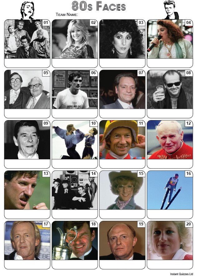 Faces of the 1980s Picture Quiz - PR2253