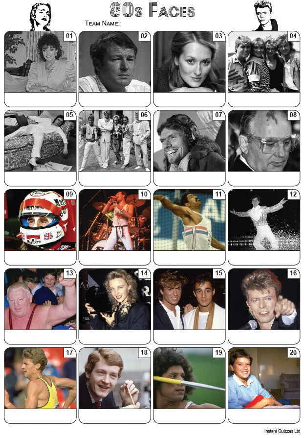 Faces of the 1980s Picture Quiz - PR2254