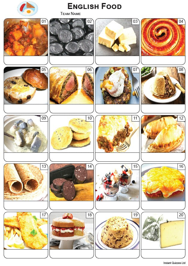 English Food Picture Quiz - PR2262