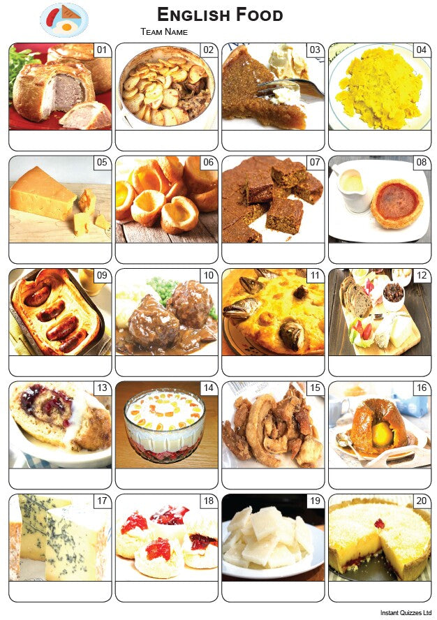 English Food Picture Quiz - PR2263