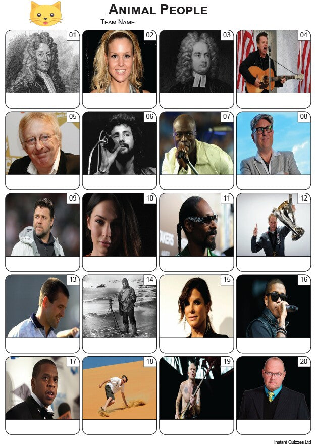 Animal Names Picture Quiz - PR2279