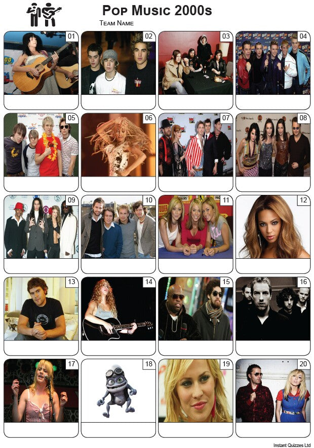 Pop Music of the 2000s - PIcture Quiz PR2281