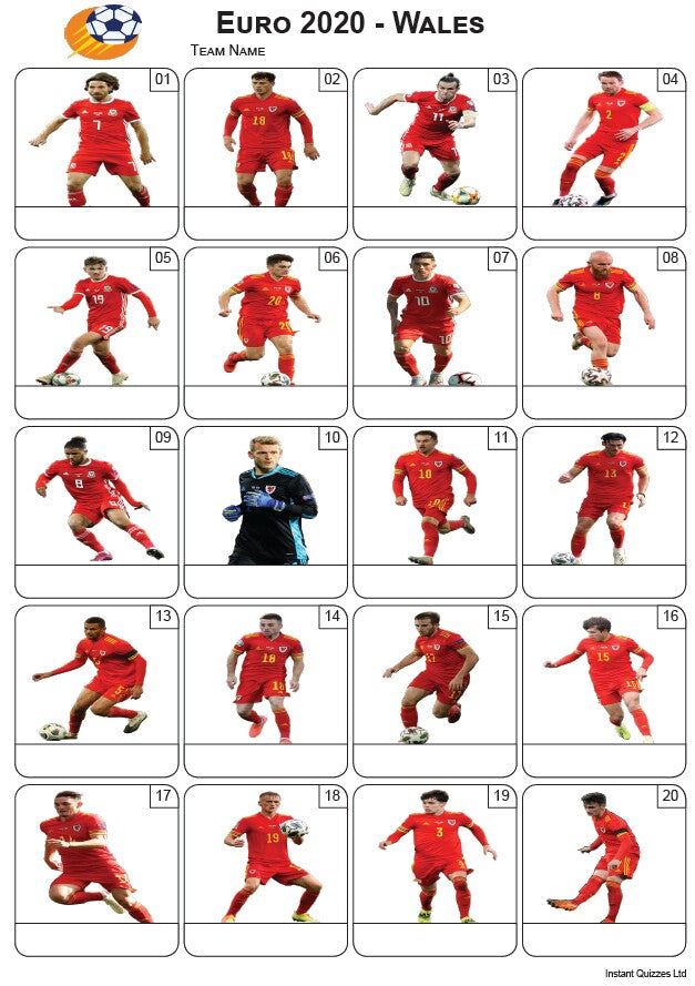 Euro 2020 Wales Team - PIcture Quiz PR2286