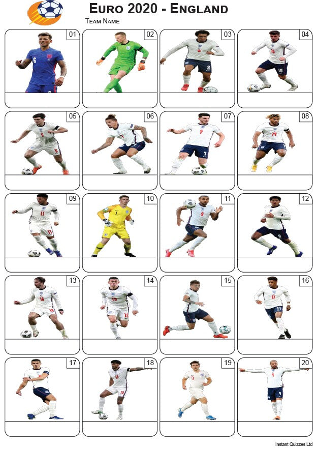 Euro 2020 England Team - PIcture Quiz PR2288