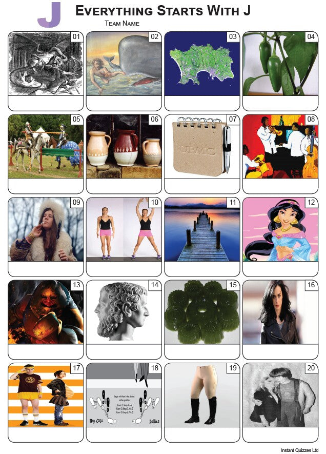 Everything Starts With 'J' Picture Quiz - PR2292