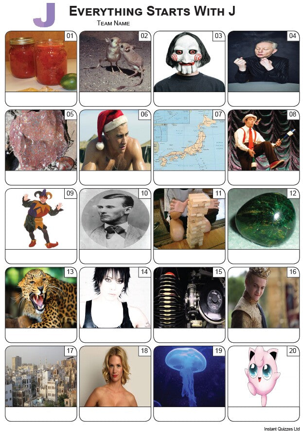 Everything Starts With 'J' Picture Quiz - PR2293