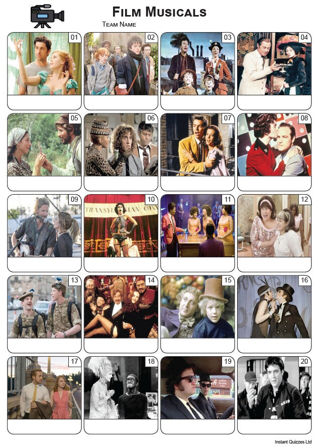 Films Musicals Picture Quiz - PR2298