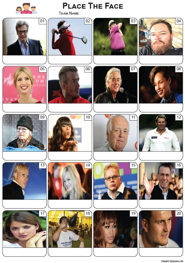 Place The Face Picture Quiz - PR2305
