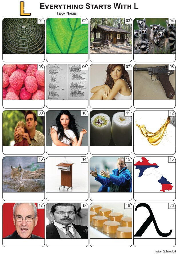 Everything Starts With 'L' Picture Quiz - PR2313