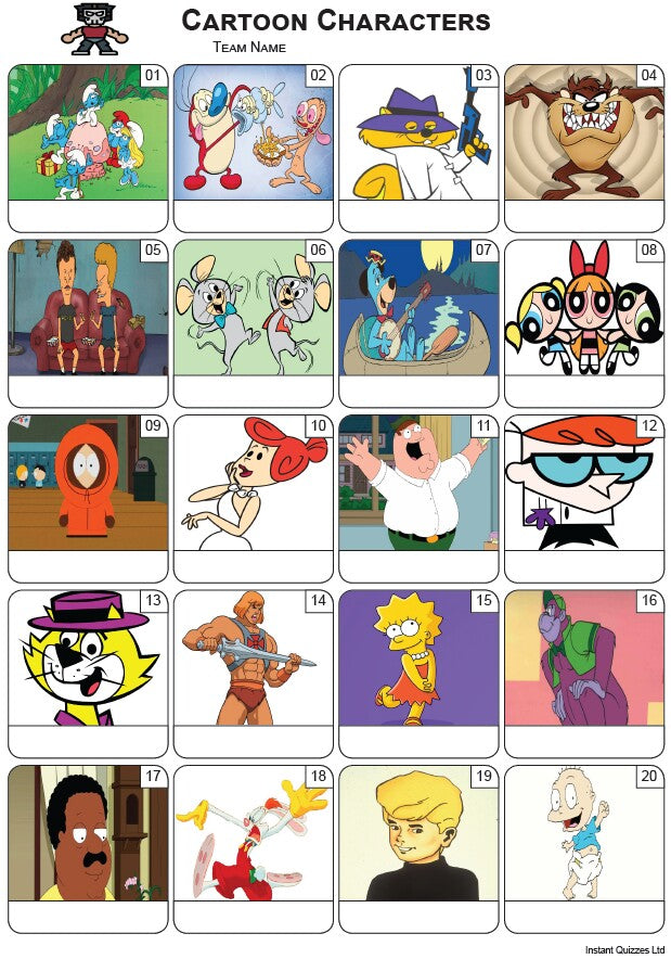 Cartoon Characters Picture Quiz PR2316 Instant Quizzes cartoon-characters-picture-quiz-pr2316-instant-quizzes