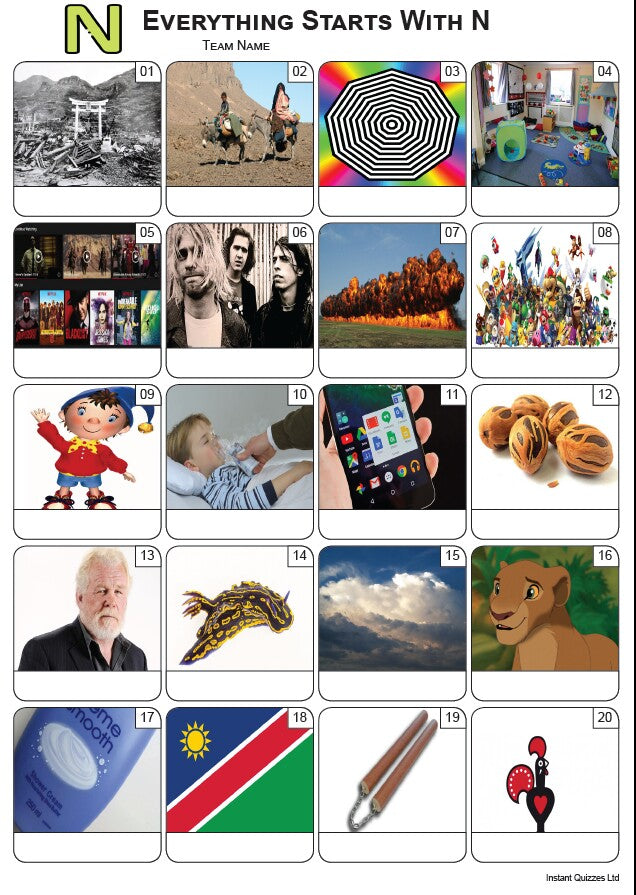 Everything Starts With 'N' Picture Quiz - PR2322