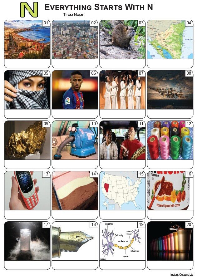 Everything Starts With 'N' Picture Quiz - PR2323