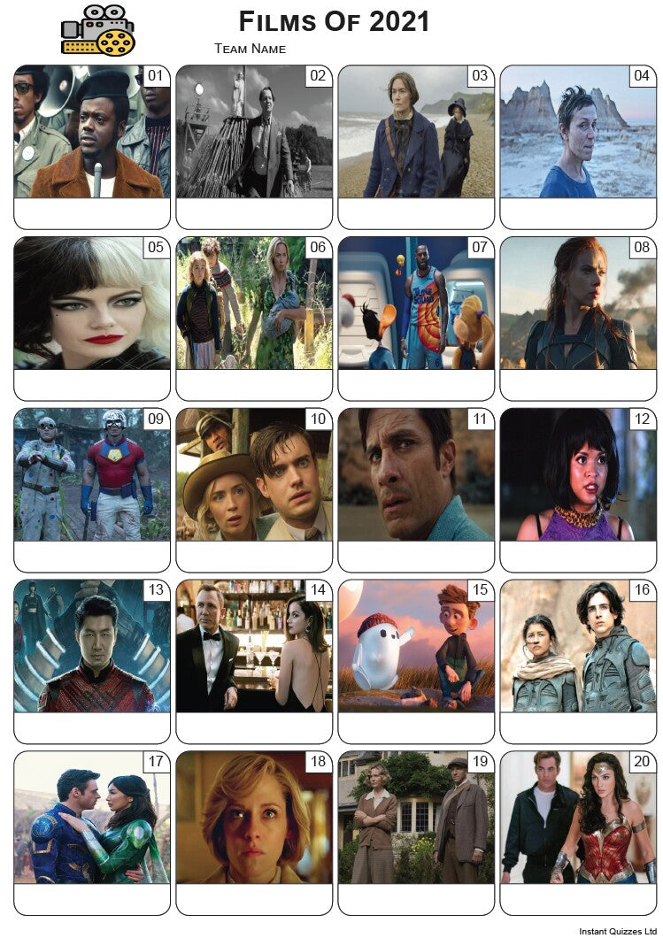 Films of 2021 Picture Quiz - PR2330