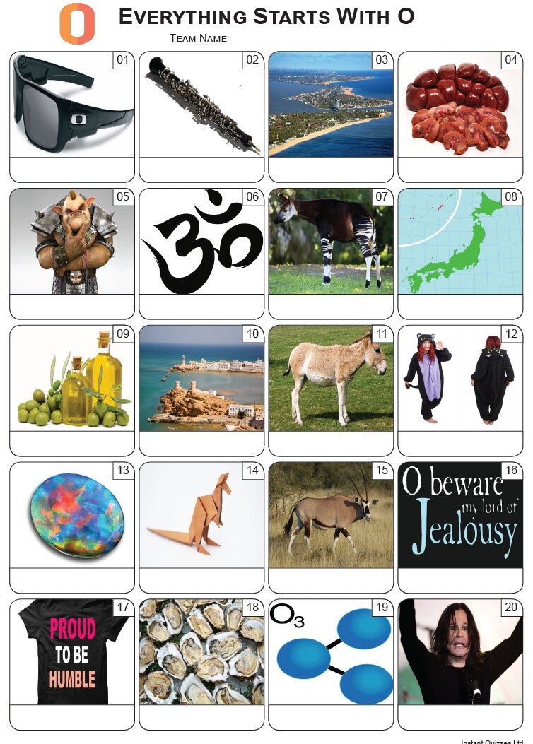 Everything Starts With 'O' Picture Quiz - PR2337