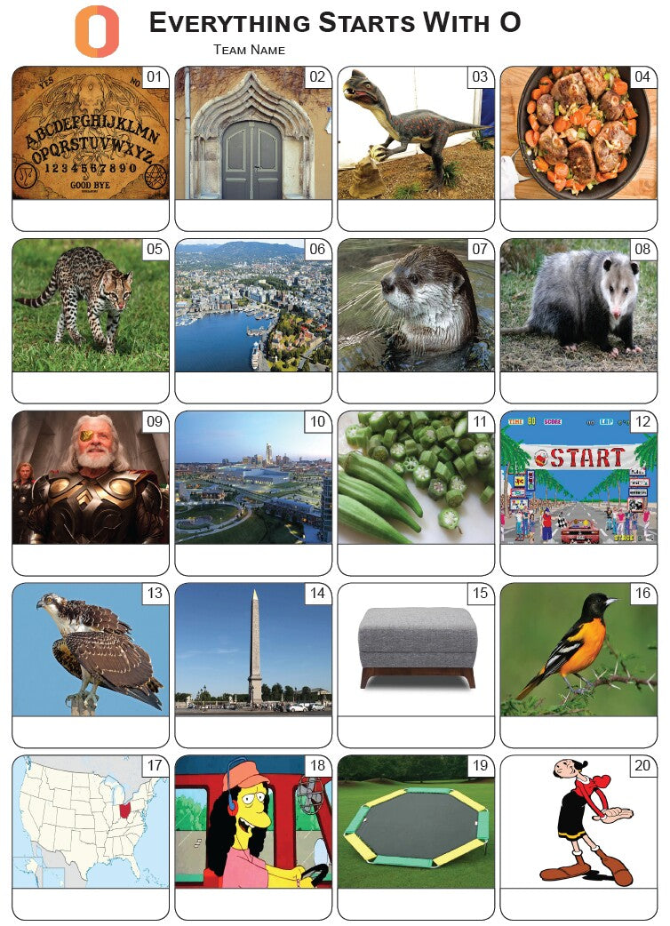 Everything Starts With 'O' Picture Quiz - PR2338