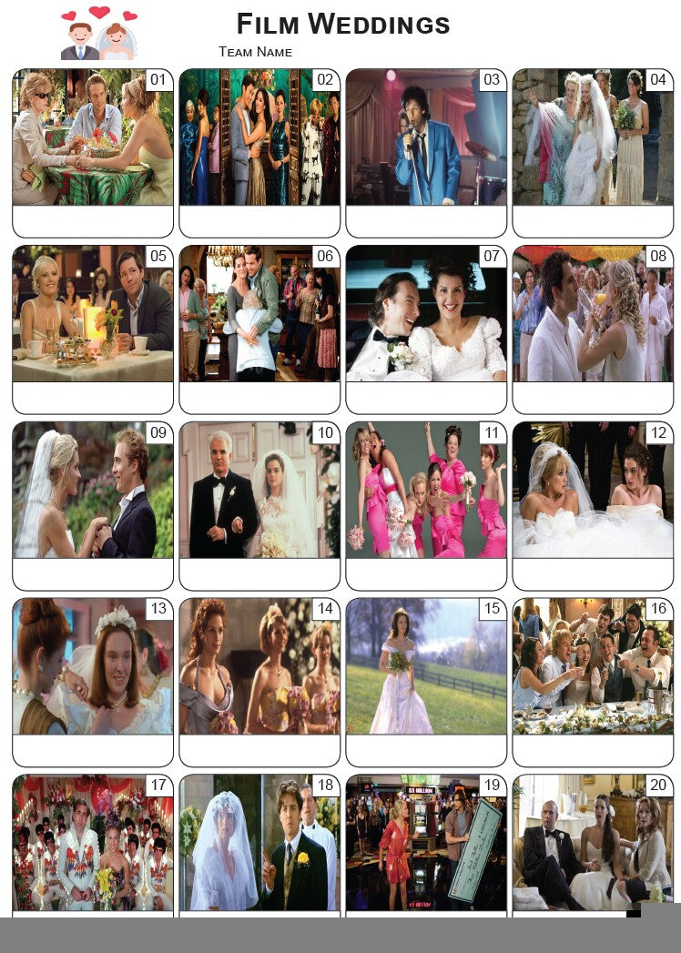 Movie Weddings Picture Quiz - PR2342
