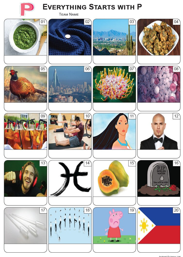 Everything Starts With 'P' Picture Quiz - PR2344