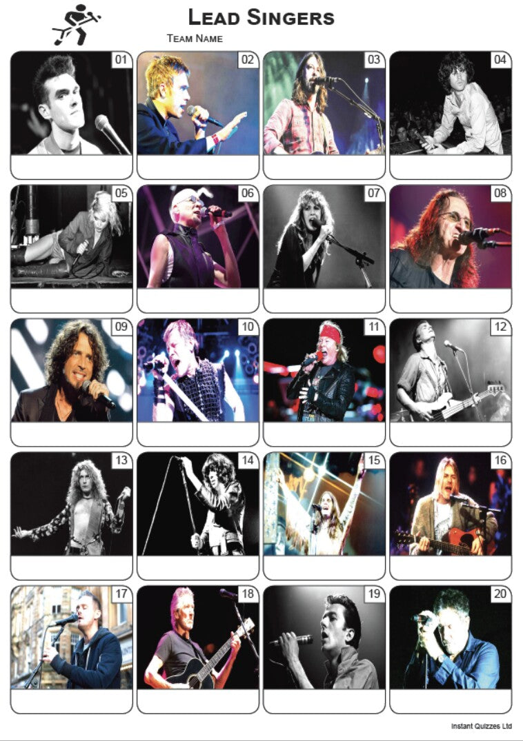 Lead Singers Picture Quiz - PR2347