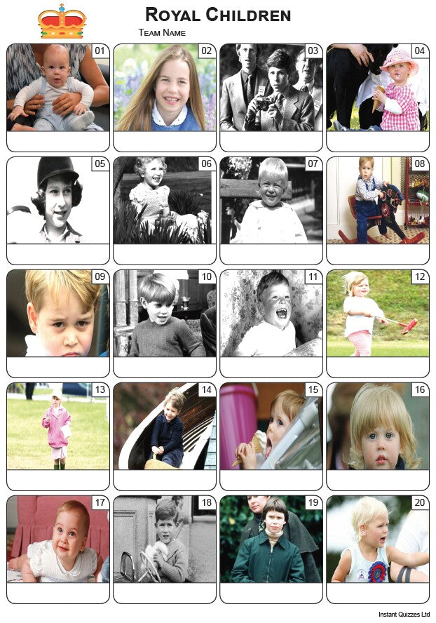 Royal Children - Picture Quiz PR2356
