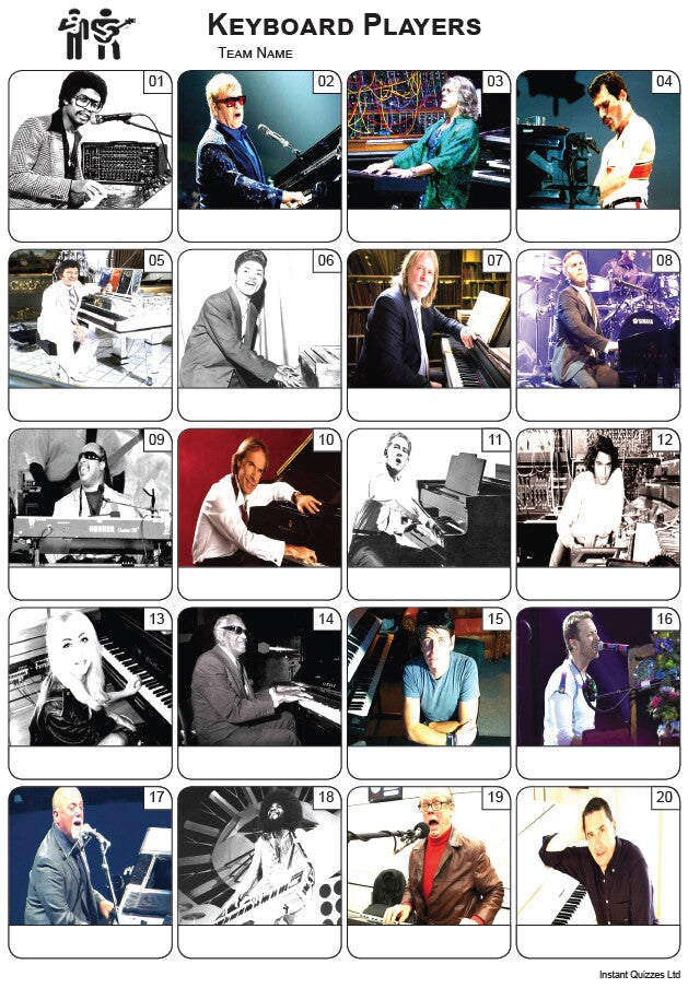 Keyboard Players Picture Quiz - PR2362